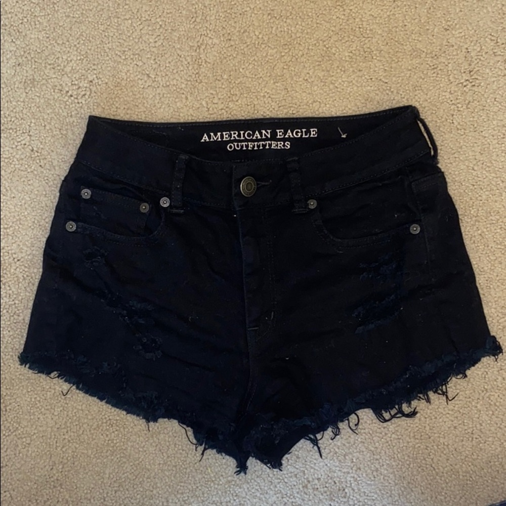 Black high rise American Eagle jean shorts